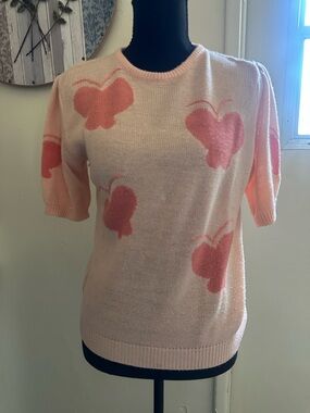 Vintage Peach Butterfly Knit Top